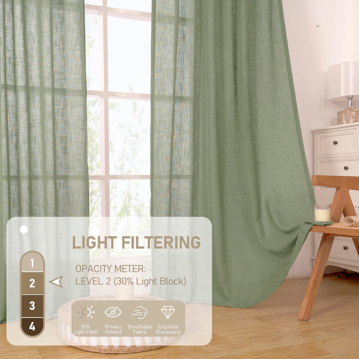 LAMIT linen blend filters sunlight to create a gentle diffused atmosphere