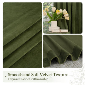 LAMIT Sage Green Velvet Curtains in a calm bedroom ambiance with privacy