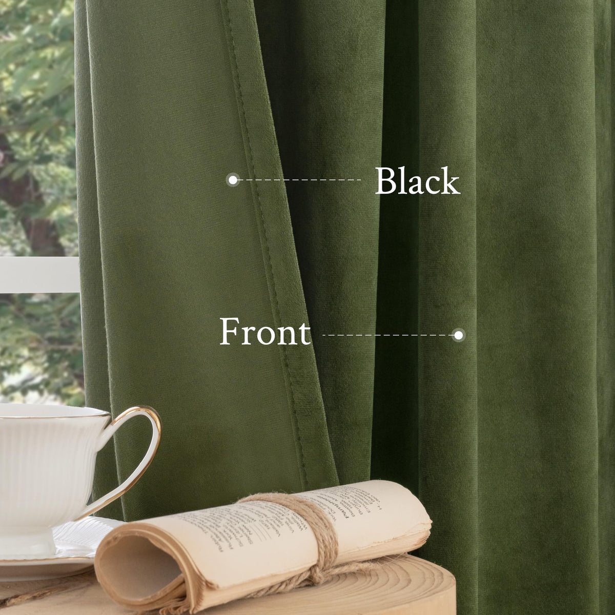 LAMIT Sage Green Velvet Curtains illustrate energy savings by reducing heat transfer