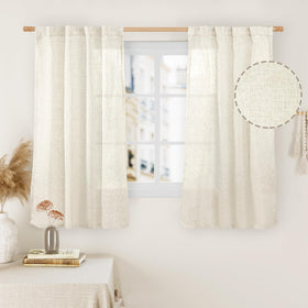 LAMIT semi-sheer 48-inch linen curtains diffuse light softly.