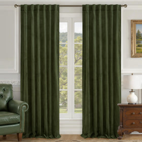 LAMIT velvet curtains olive green fabric closeup highlighting luxurious texture for living rooms