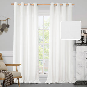 LAMIT white linen curtains with 52x84 panel, clean look and light filtration