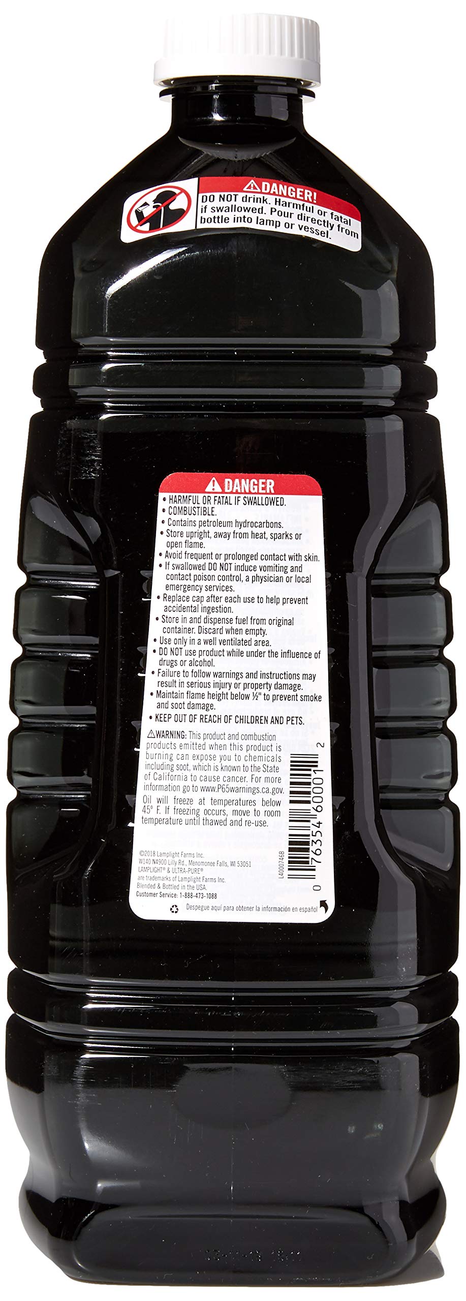 Lamplight Ultra-Pure paraffin in a clear bottle offers smoke-free ambiance.