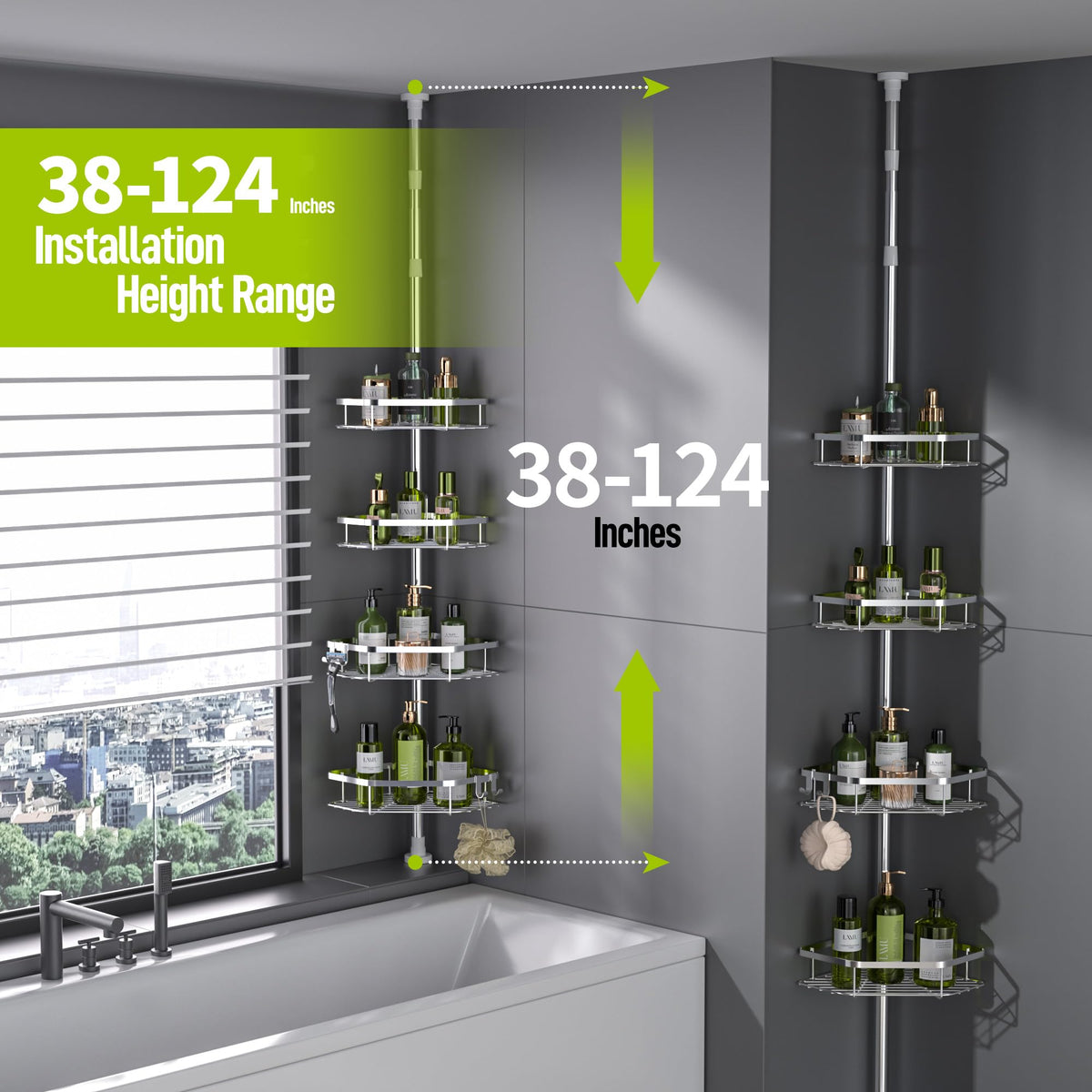 LAMU stainless steel shower caddy resisting rust in humid space