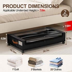 LAMU under-bed storage with clear lid for quick visibility and easy access.