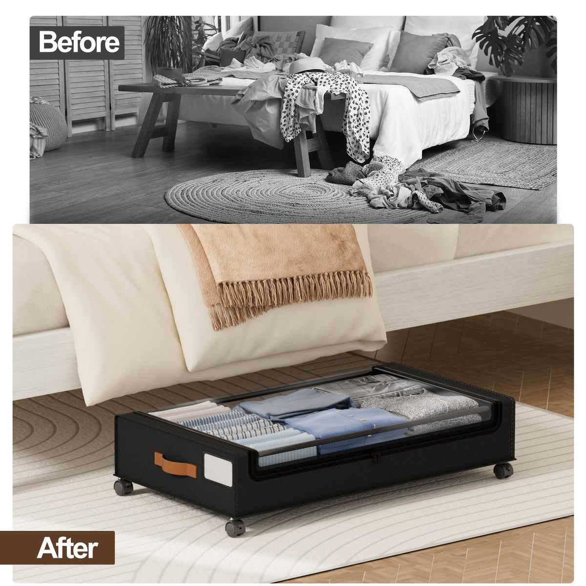 LAMU under-bed storage ideal for dorms and apartments with limited space.