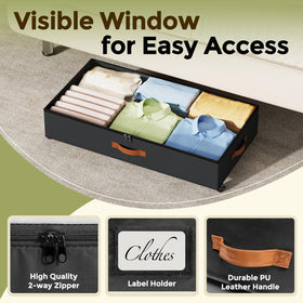 LAMU under-bed storage with wheels clear lid reveals contents at a glance.