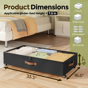 LAMU under-bed storage with wheels lid visible and organized contents.