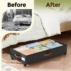 LAMU under-bed storage with wheels two-pack saves space in small homes.