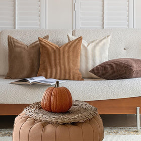 LANANAS corduroy stripe-detail cover in four neutral tones enhances any seating area