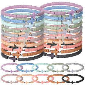 Landical cross bracelets bulk in Morandi colors for church events and gifts.