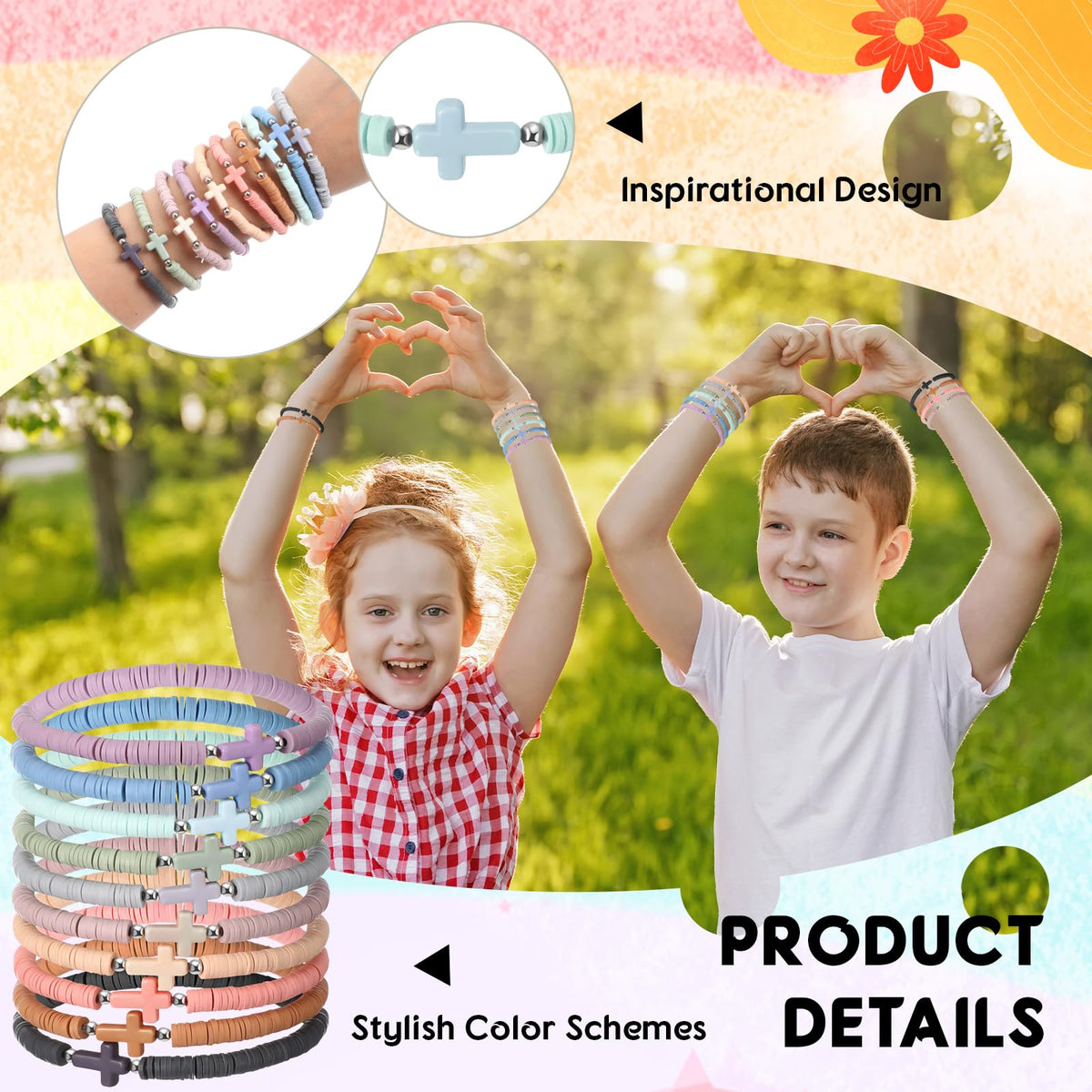 Landical elastic 7-inch cross bracelets fit most wrists.