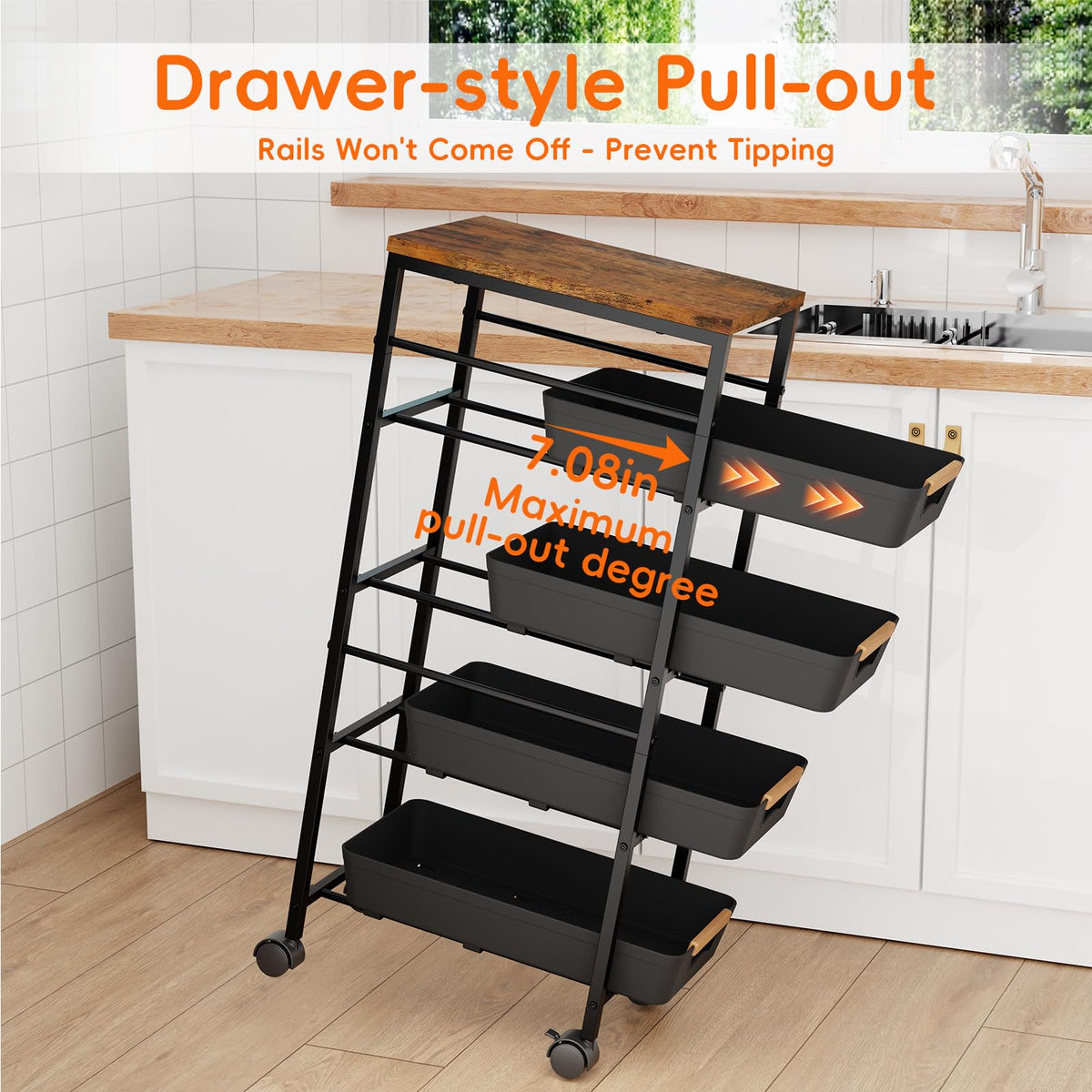 Landmok 360° swivel wheels with locks for stable movement.