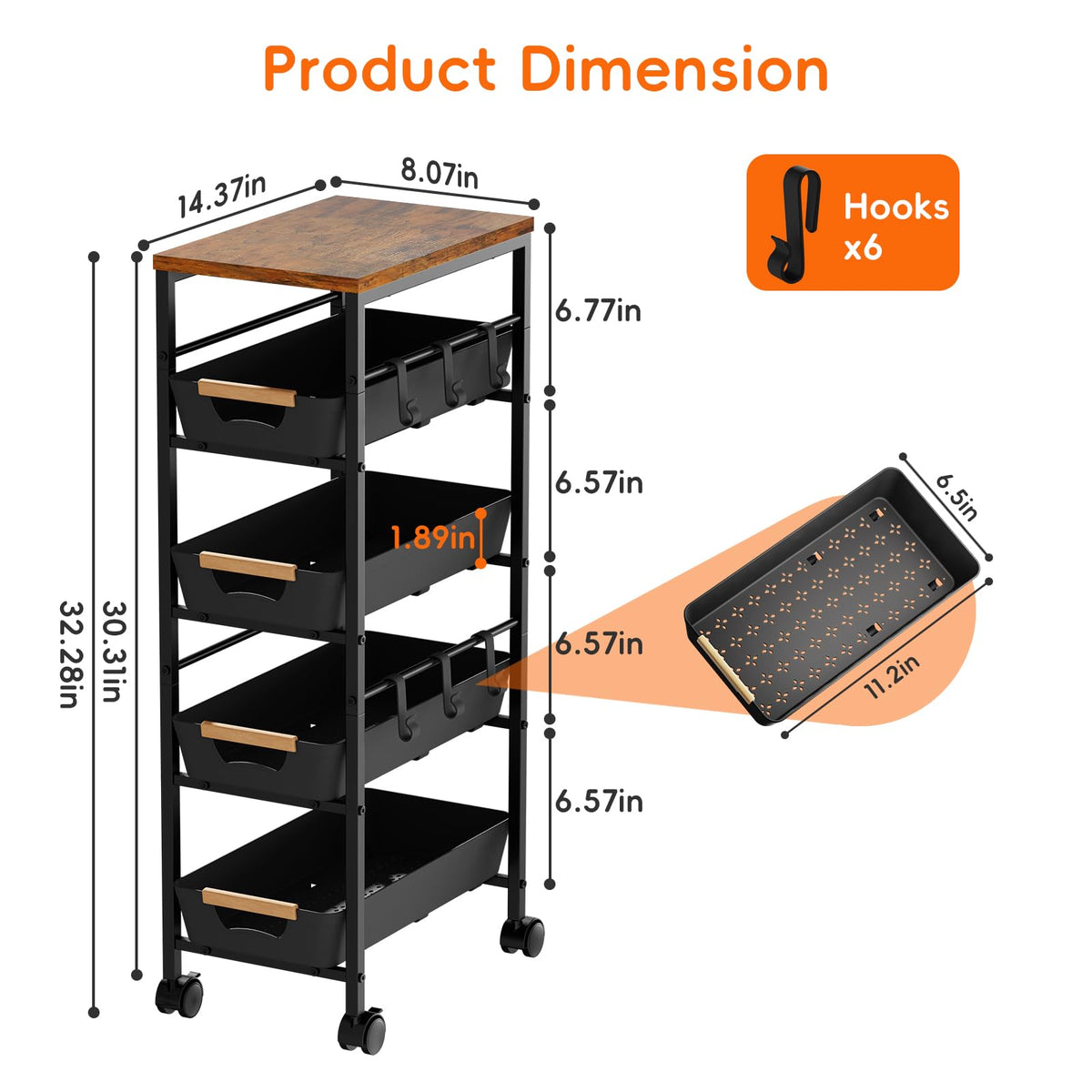 Landmok compact narrow design fits between appliances and walls.
