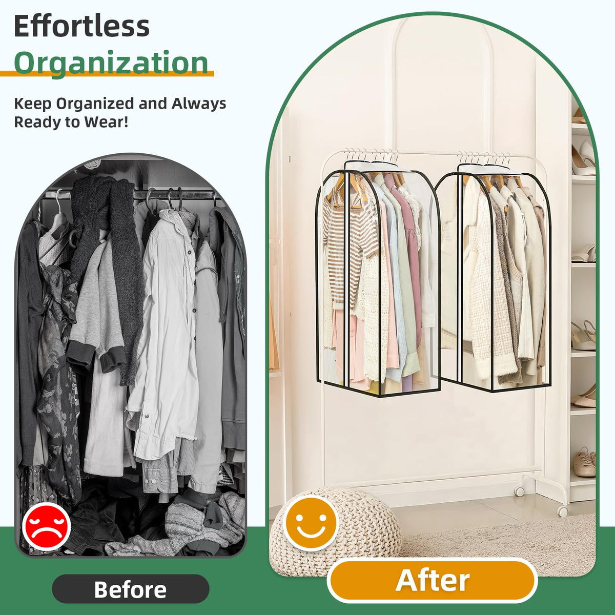 LANDNEOO 32-inch long suit bags keep coats and dresses neatly organized.