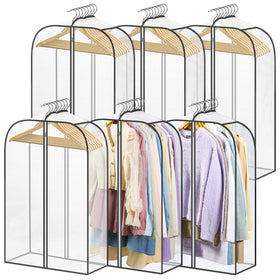 LANDNEOO 6-pack clear garment bags provide a crystal-clear view for easy closet selection.