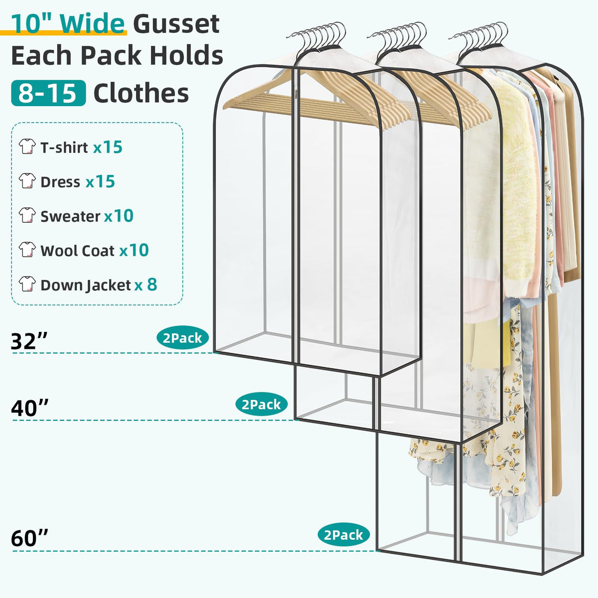 LANDNEOO clear garment bag 40in keeps outfits visible and protected.