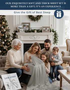Lane Linen 15-inch deep-pocket fitted sheet keeps mattress secure.