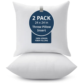 LANE LINEN 24x24 pillow inserts, 2-pack, ready to refresh sofa cushions.
