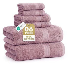 Lane Linen 6-piece bath towel set: plush cotton for spa-like softness.