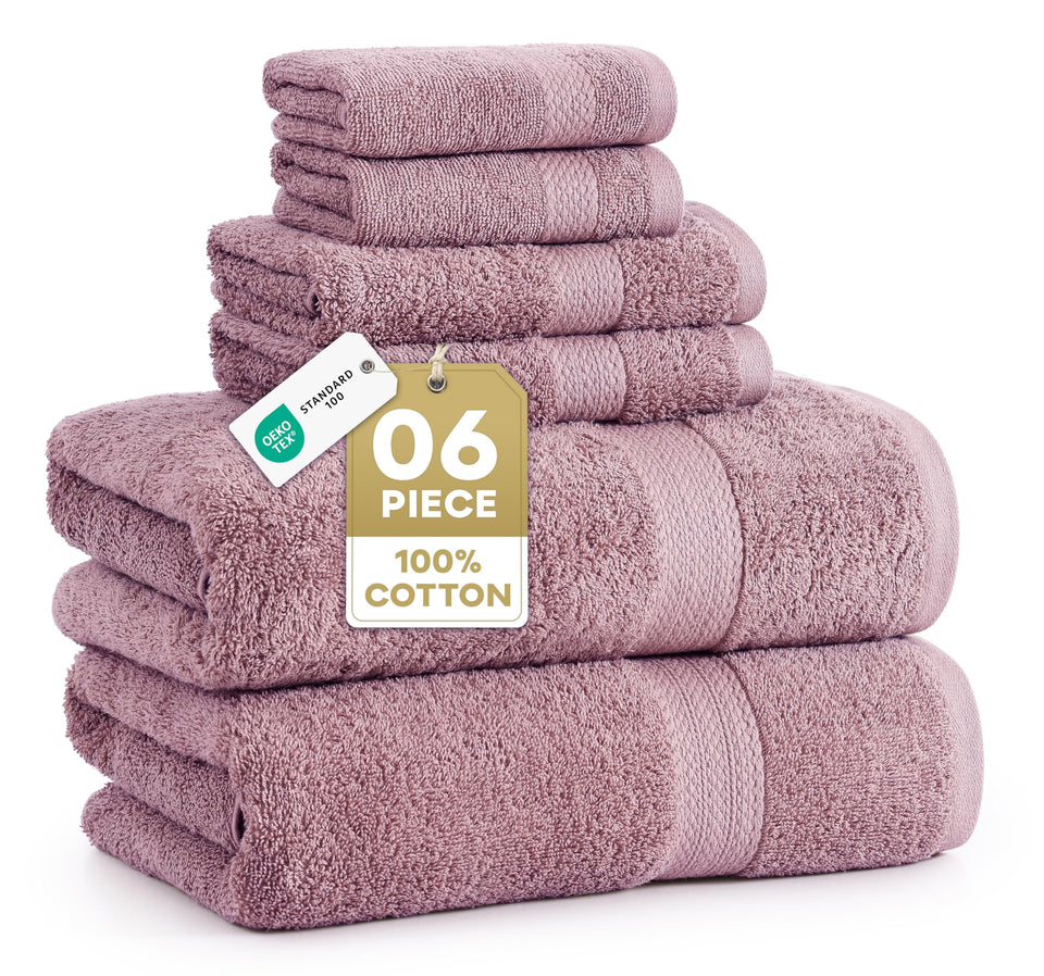 Lane Linen 6-piece bath towel set: plush cotton for spa-like softness.