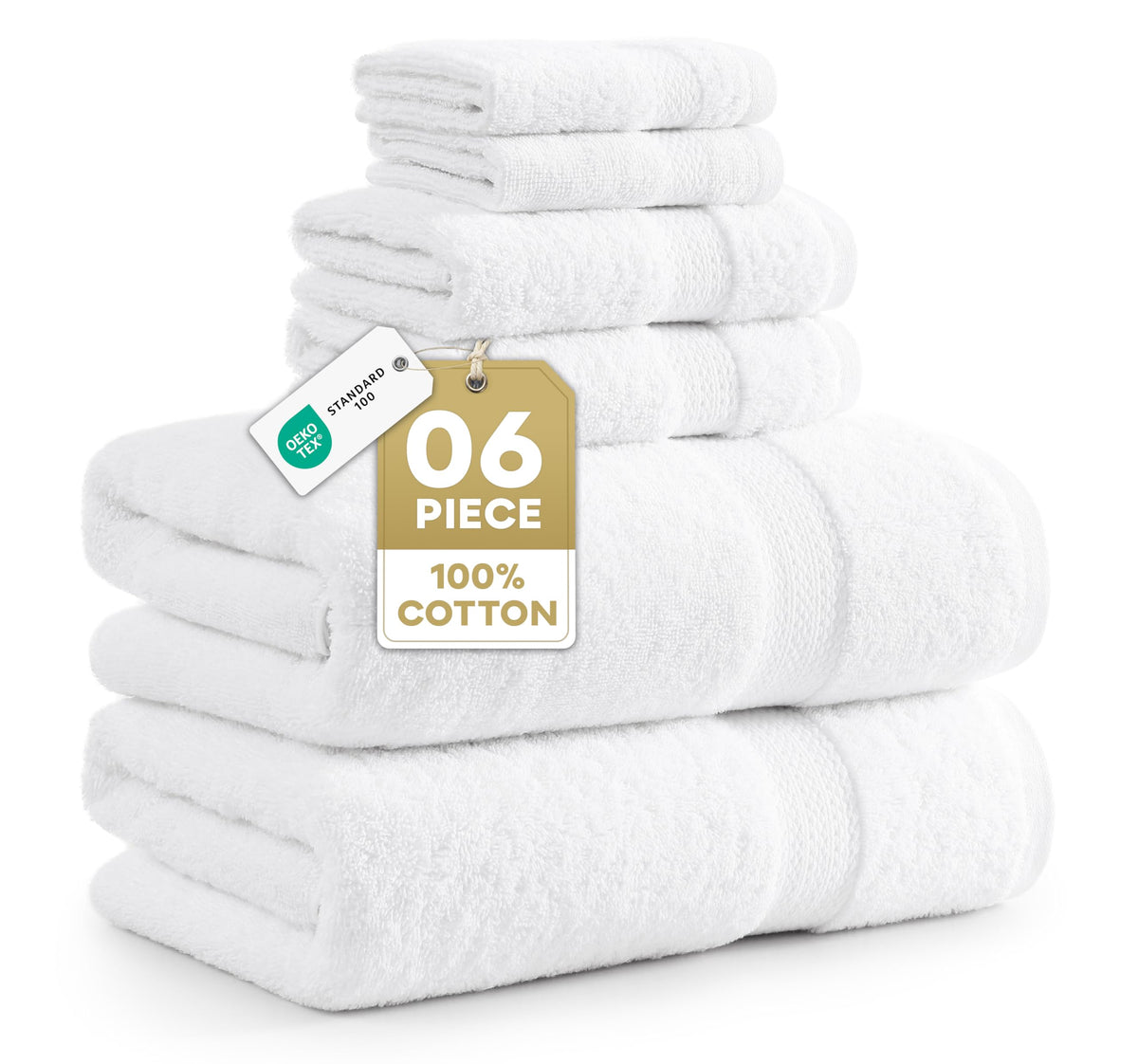 Lane Linen 6-piece towel set on display for luxe bathroom styling