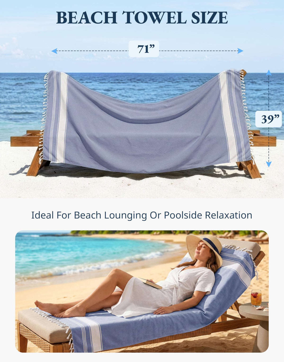 Lane Linen highly absorbent towel for pool or beach use
