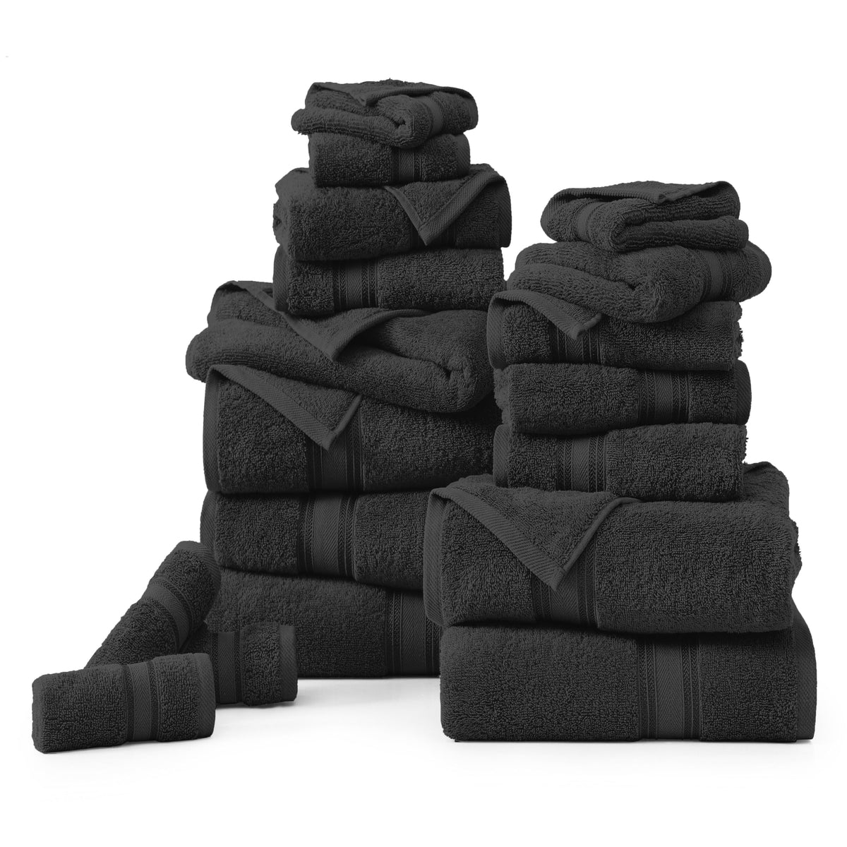 Lane Linen bath towel 28x54 in black demonstrates ultra-absorbent 550gsm cotton.