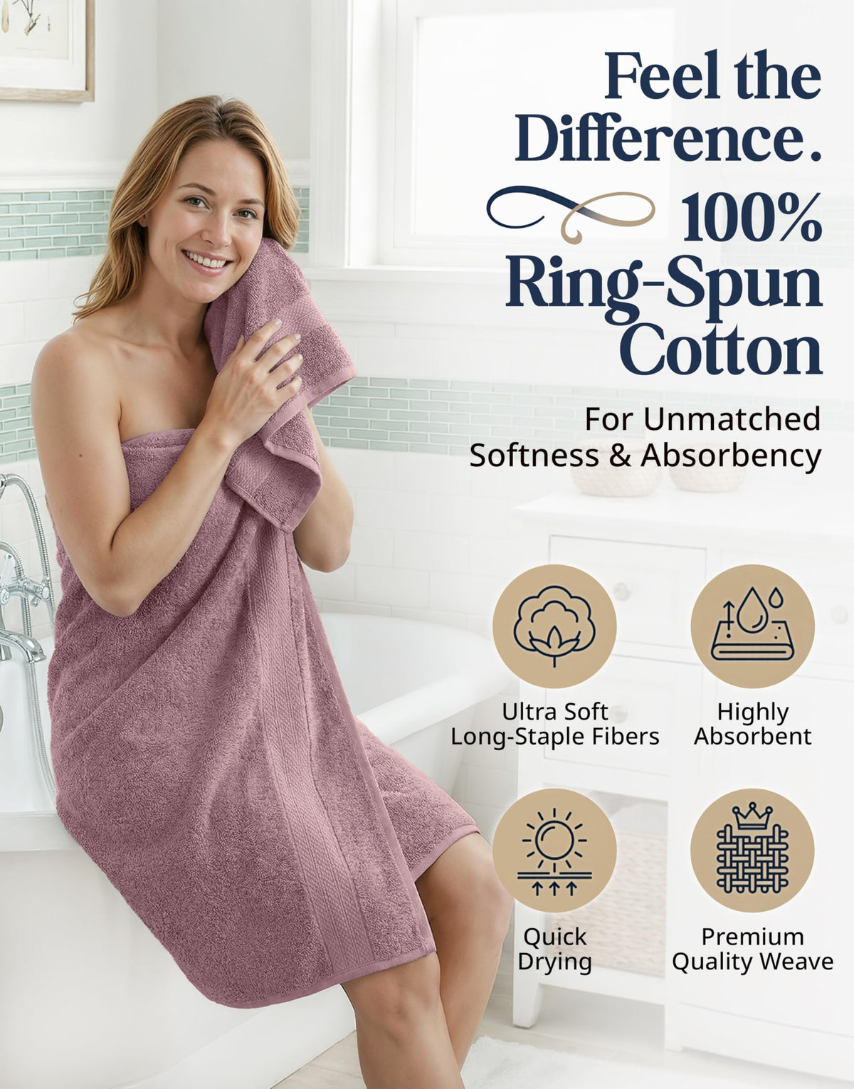 Lane Linen bath towel close-up texture: durable loops for absorption.