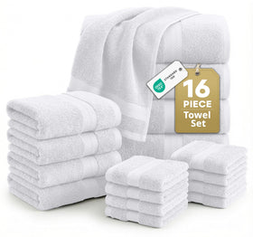 Lane Linen bath towel set 16 pieces packshot, family-ready for daily use