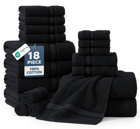 Lane Linen bath towel set in black with plush texture for luxurious daily use.