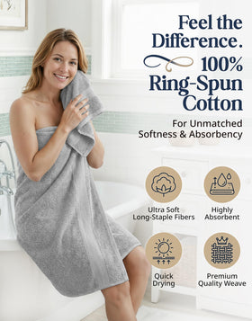 LANE LINEN bath towels 28x54 in grey for plush absorbency