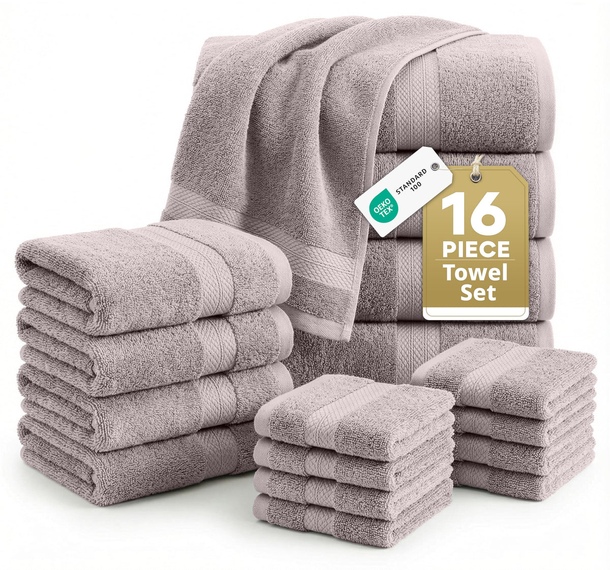 LANE LINEN bath towels in platinum shade, plush and highly absorbent for daily use.