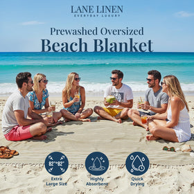Lane Linen beach blanket with water-resistant backing for shore days.