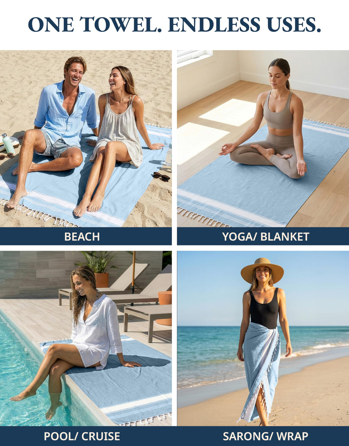 Lane Linen oversized 39x71 towel ready for two at the shore.