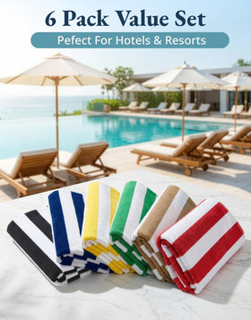 LANE LINEN six-pack beach towels, soft and absorbent for vacation rentals.