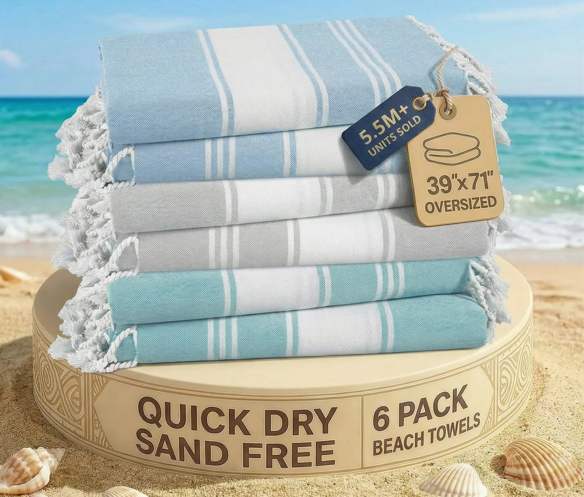Lane Linen oversized 39x71 beach towel for poolside lounging and quick drying