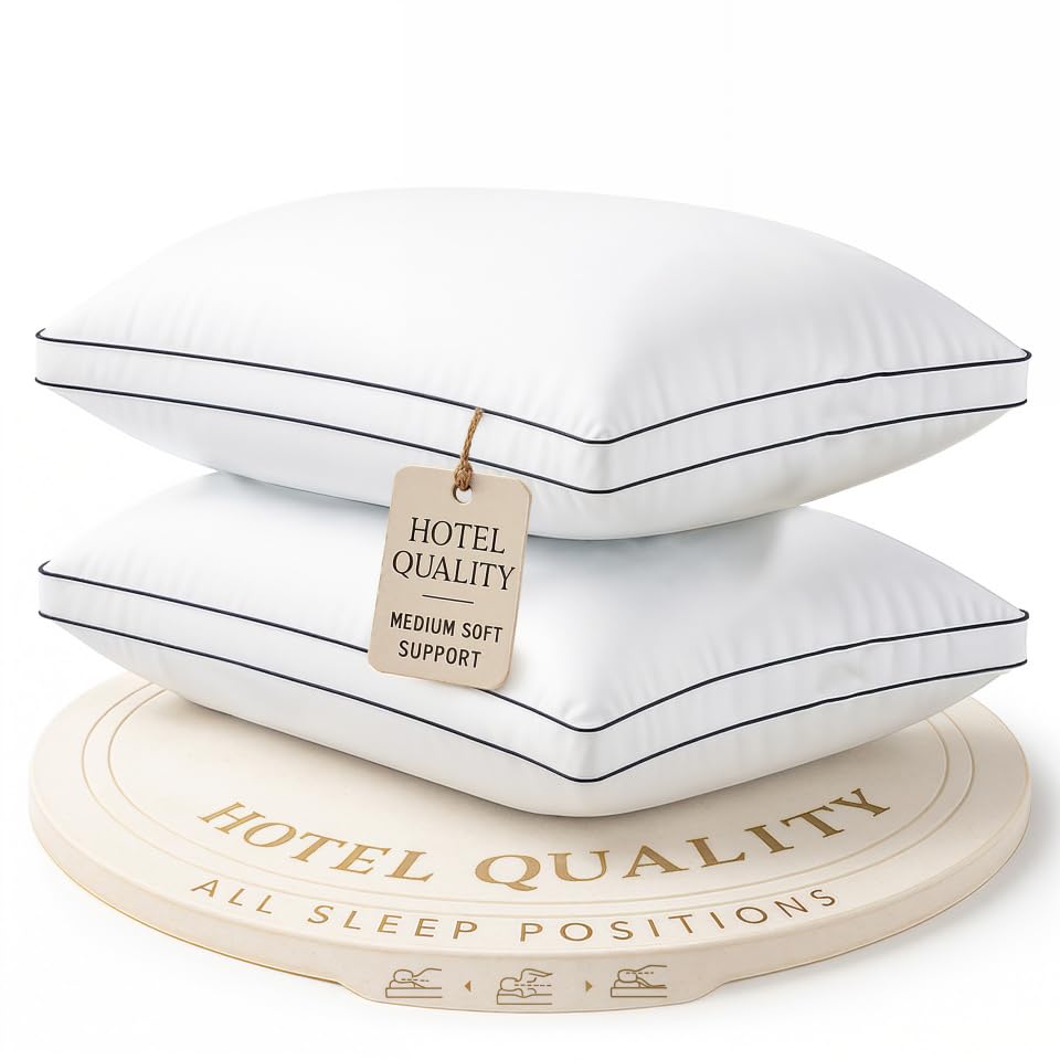 LANE LINEN queen side-sleep pillow offers firm neck support.