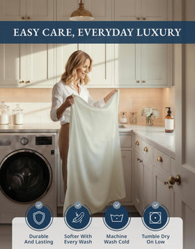 Lane Linen mineral color complements modern bedrooms with timeless, serene style