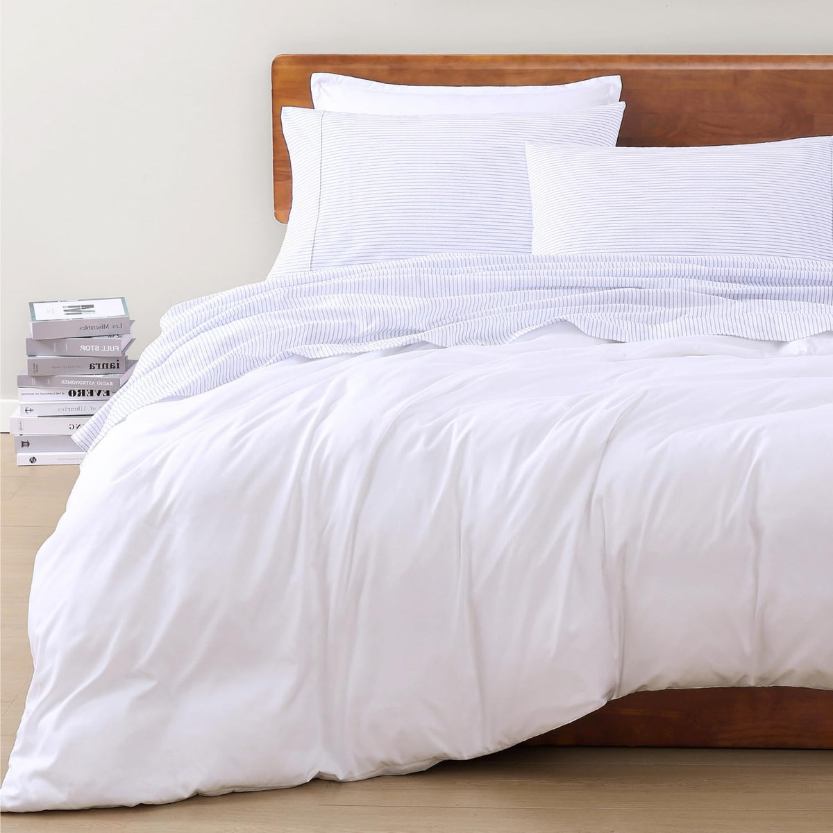 Lane Linen bed setup with soft sheets for cozy nights.