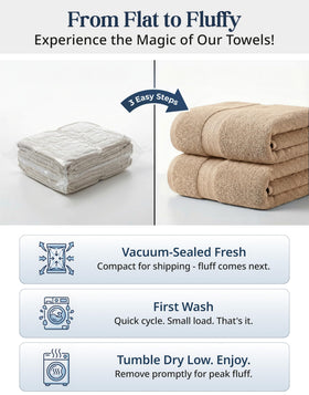 Lane Linen beige towels on rack adding warm spa vibes