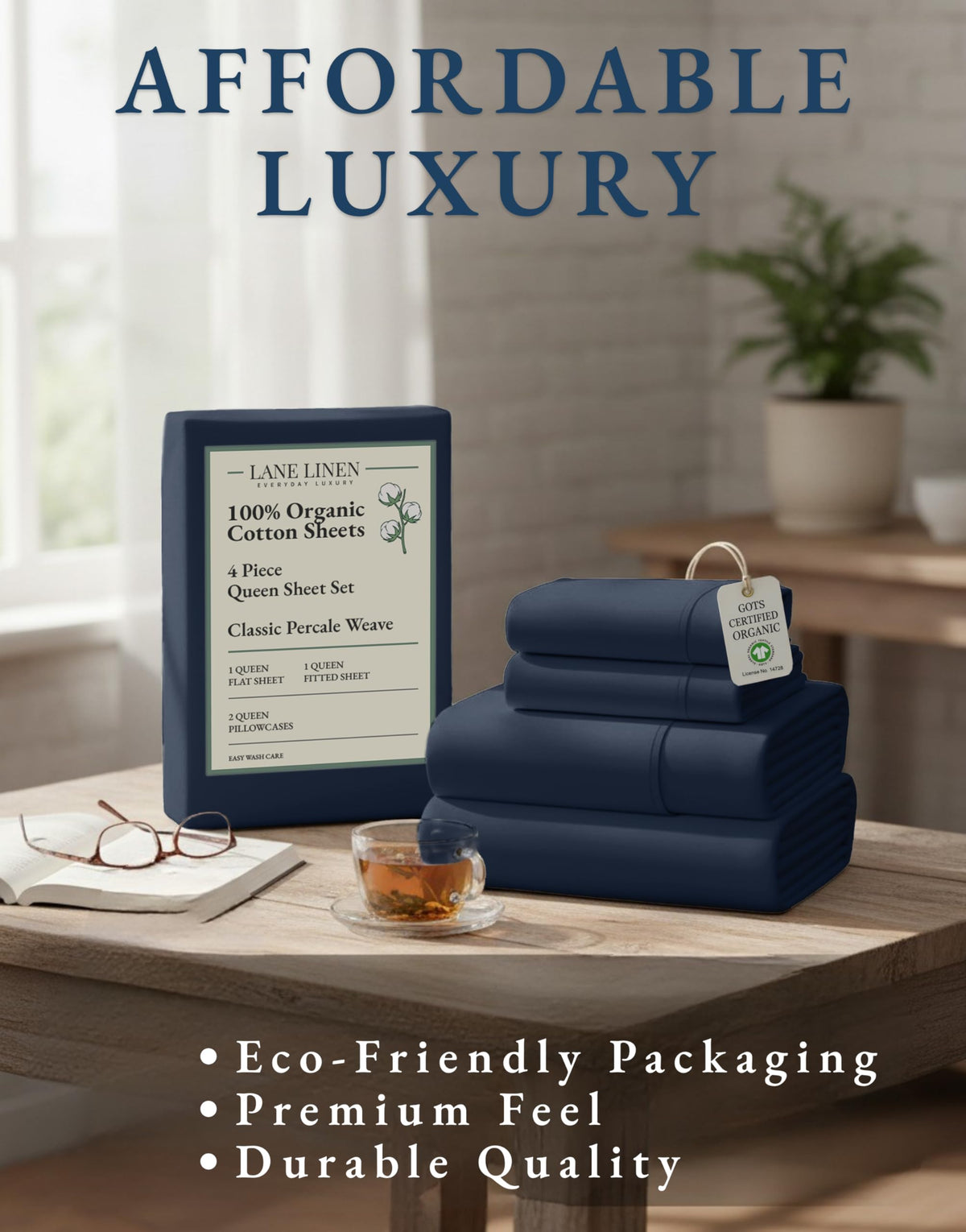 Lane Linen breathable cooling cotton sheets support year-round comfort.