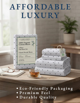 Lane Linen breathable cotton sheets closeup conveys cooling comfort and durability