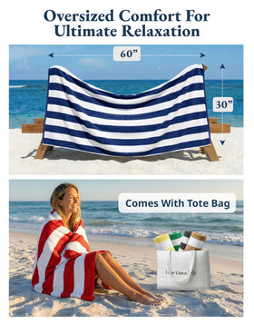 LANE LINEN cabana stripe design towel adding vibrant style to pool days.