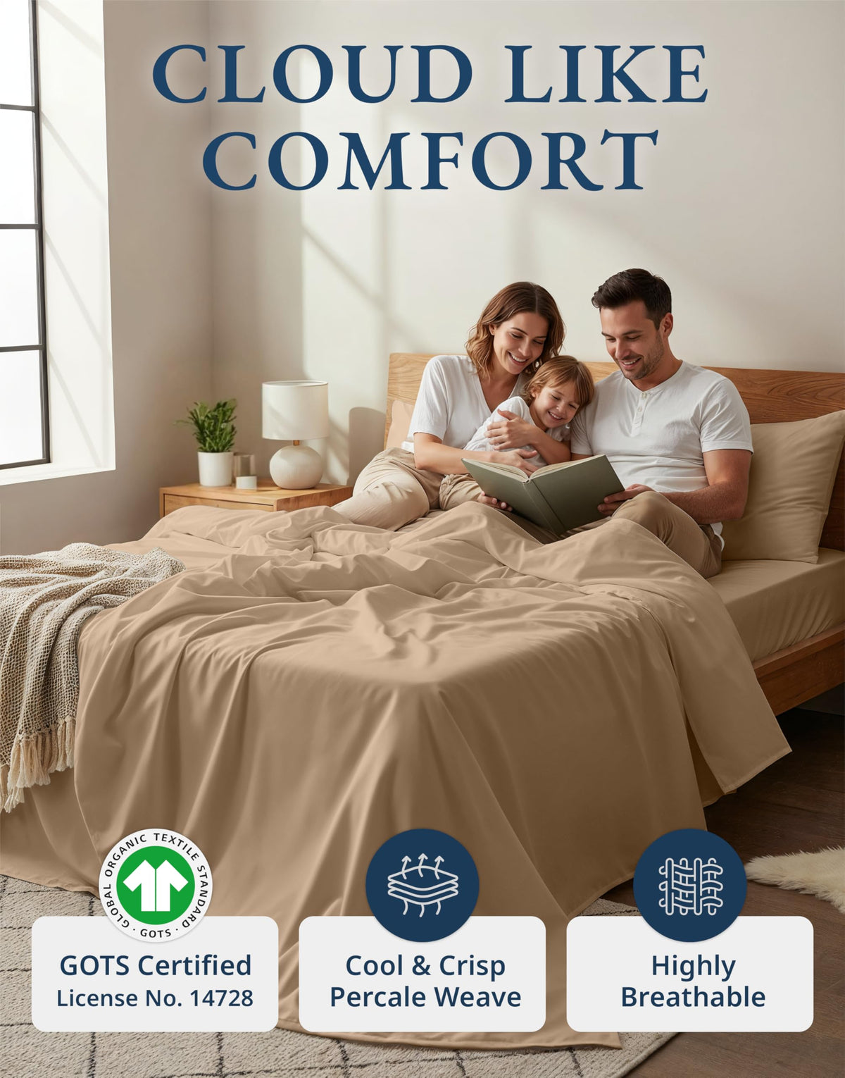 LANE LINEN California King fitted sheet showing deep pockets for secure fit on tall mattresses