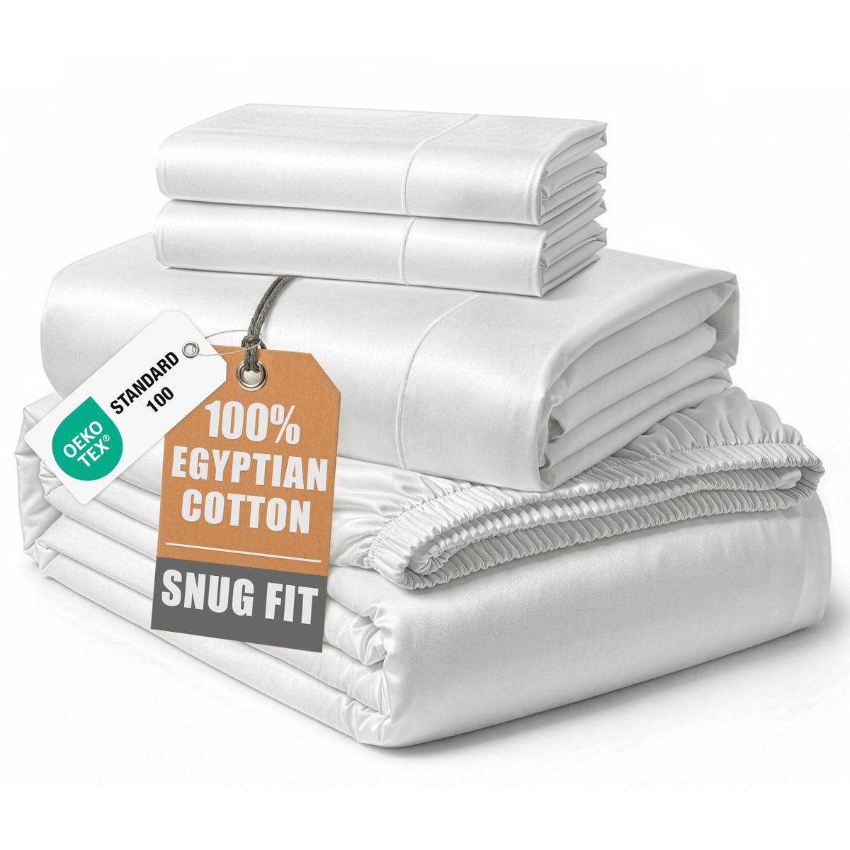 Lane Linen California King flat lay of soft Egyptian cotton sheets for hotel-like comfort