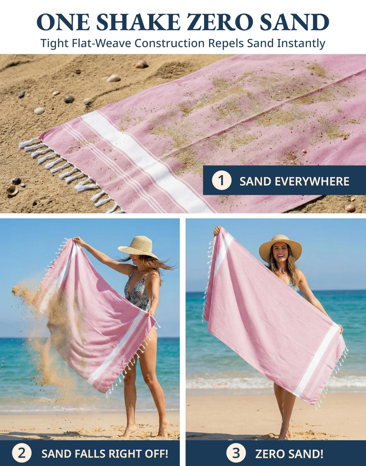 Lane Linen candy pink color showcased for sunny beach days.