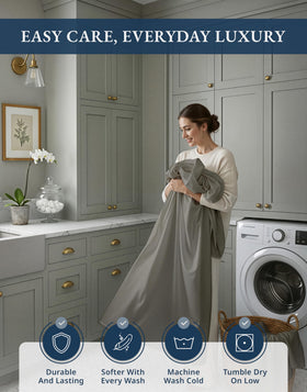 Lane Linen care label with washing instructions for preserving softness