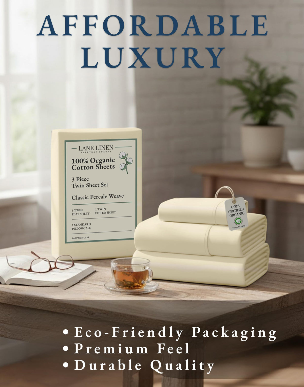 Lane Linen care label indicates machine wash and tumble dry suitability.