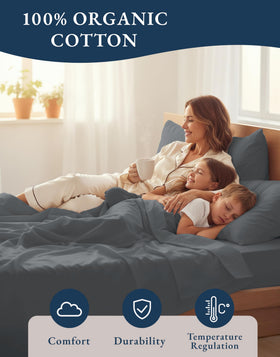 Lane Linen charcoal king fitted sheet with all-around elastic for secure wrap.